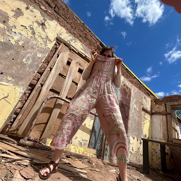 rainbow unicorn overalls! Genuine Magnolia Pearl. One size fits most - Picture 2 of 4